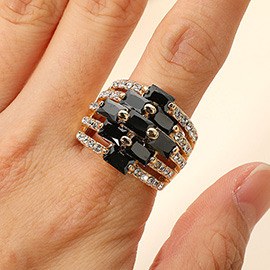 Geometric Baguette Stone Chunky Stretch Ring