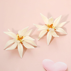 Bold Oversized Resin Petal Flower Statement Earrings