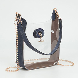 Transparent Faux Leather Chain Shoulder Mini Crossbody Bag