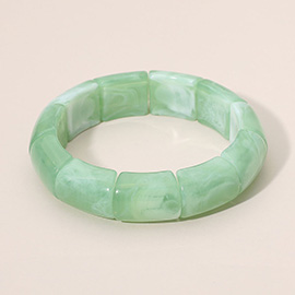 Chunky Square Marbled Resin Beaded Stretch Bracelet
