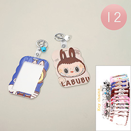 12PCS - Monster Bunny Cartoon Character Printed Keychain ID Holders