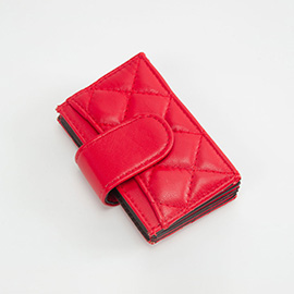Quilted Faux Leather Snap Closure Card Holder Wallet