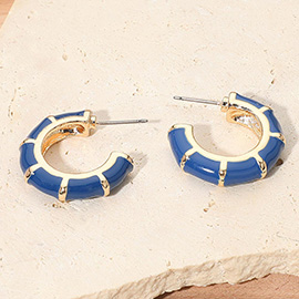 Enamel Bamboo Hoop Earrings