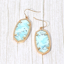 Hexagon Resin Frame Dangle Earrings