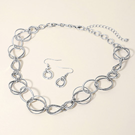 Boho Metal Wire Interlocking Ring Necklace