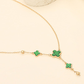 Quatrefoil Charm Link Cascading Necklace