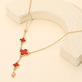 Quatrefoil Charm Link Cascading Necklace