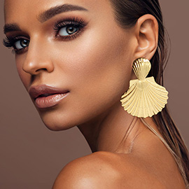 Bold Textured Metal Shell Statement Earrings