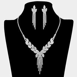 Rhinestone Paved Leaf Cascade Necklace