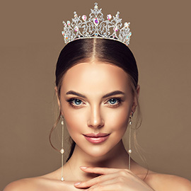 Teardrop Stone Cluster Accent Crown Princess Tiara