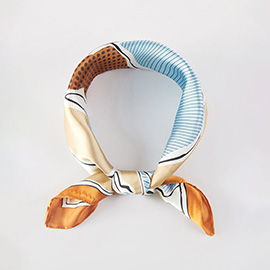 Pop Art Horse and Leopard Printed Square Silky Satin Bandana Scarf