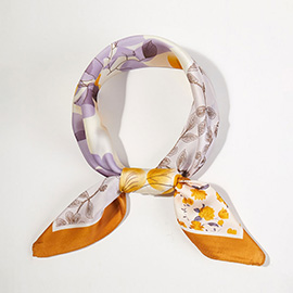 Floral Patchwork Printed Square Silky Satin Bandana Scarf