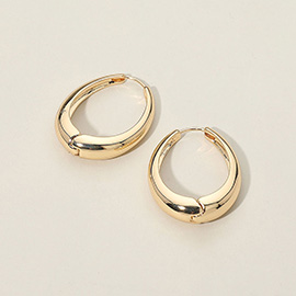 Gold Dipped Chunky Rounded Oval Huggie Hoop Earrings