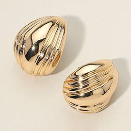 Gold Dipped Bold Ribbed Dome Earrings