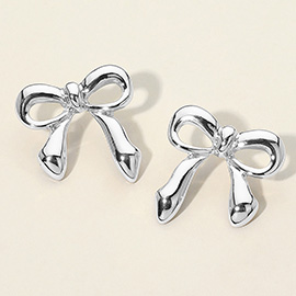 Silver Dipped Bow Knot Earrings