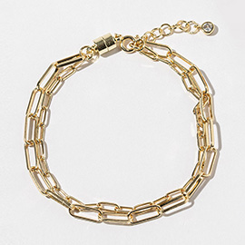 Gold Dipped Paperclip Chain Magnetic Bracelet