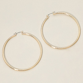 Gold Dipped Textured Pin Catch Hoop Earrings