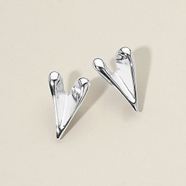Silver Dipped Abstract Heart Stud Earrings