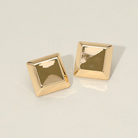 Gold Dipped Geometric Square Stud Earrings