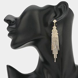 Rhinestone Tassel Long Drop Evening Earrings