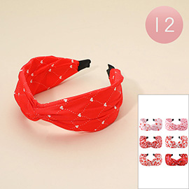 12PCS - Heart Pattern Knot Headbands