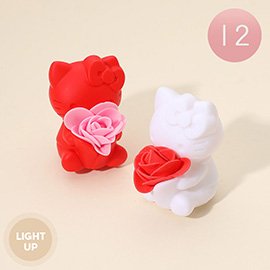 12PCS - Cute Kitty Rose Light Up LED Mini Portable Lamp
