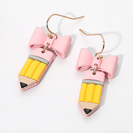 Bow Pencil Link Drop Earrings