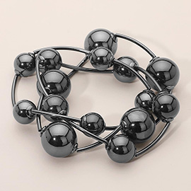 3PCS - Metal Ball Station Stretch Bracelets