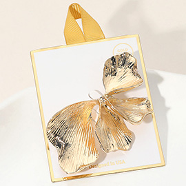 Gold Dipped Textured Metal Sculpted Petal Pin Brooch