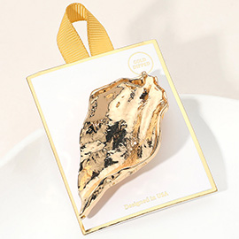 Gold Dipped Sculpted Organic Leaf Pin Brooch