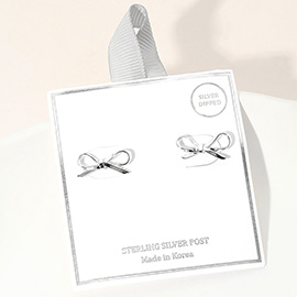 Silver Dipped Bow Knot Stud Earrings