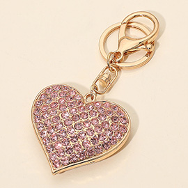 Bling Studded Heart Bag Charm Keychain