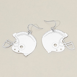 Metal Cutout Football Helmet Dangle Earrings