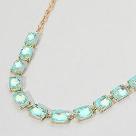 Cushion Rectangular Stone Cluster Link Evening Necklace