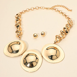 Bold Sculpted Disc Link Statement Necklace