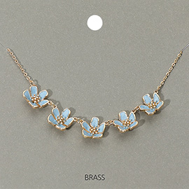 Enamel Flower Charm Station Accent Necklace