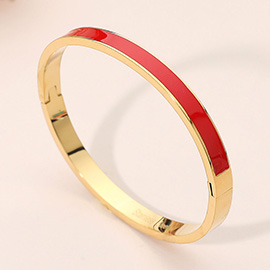 Stainless Steel Enamel Inlay Hinged Bangle Bracelet