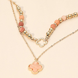 Layered Quatrefoil Pendant Accent Necklace