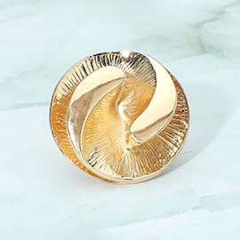 Bold Sculpted Metal Dome Stretch Statement Ring