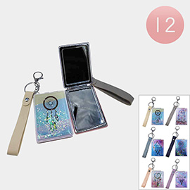 12PCS - Floating Glitter Dreamcatcher Printed Cosmetic Mirrors