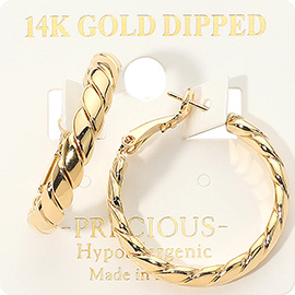 14K Gold Dipped Twisted Hoop Earrings