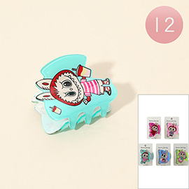 12PCS - Monster Bunny Printed Hair Claw Clips