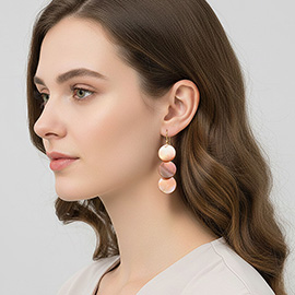 Layered Abalone Mother of Pearl Disc Drop Earrings