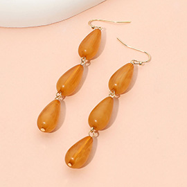 Triple Resin Teardrop Link Drop Earrings