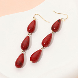 Triple Resin Teardrop Link Drop Earrings