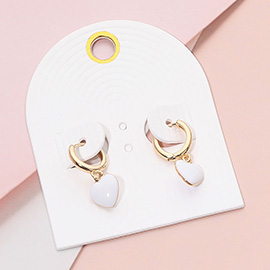 Heart Charm Dangle Huggie Hoop Earrings