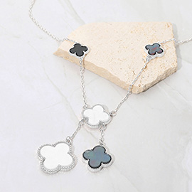 Layered Quatrefoil Drop Pendant Necklace