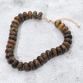 Chunky Marbled Resin Disc Beaded Statement Necklace