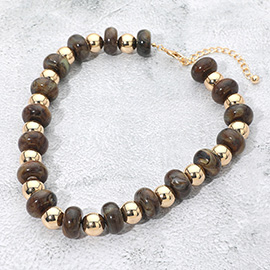 Chunky Resin Disc Metal Ball Beaded Statement Necklace