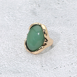 Oval Stone Accent Adjustable Statement Ring